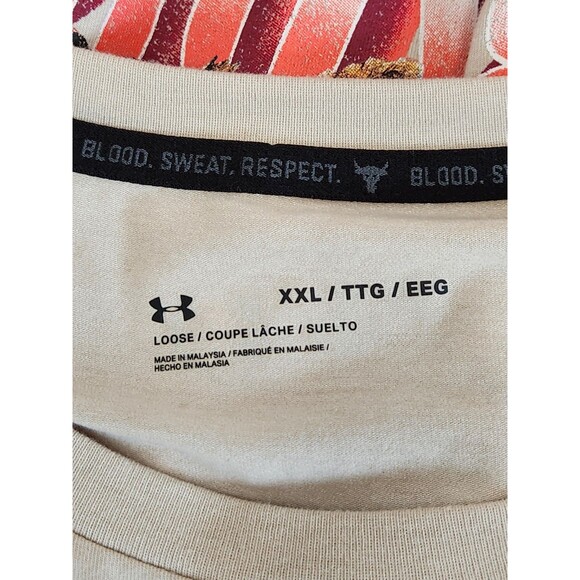 Under Armour Project Rock Shirt Men's 2XL Beige Long Sleeve Iron Paradise Eagle - Picture 4 of 8